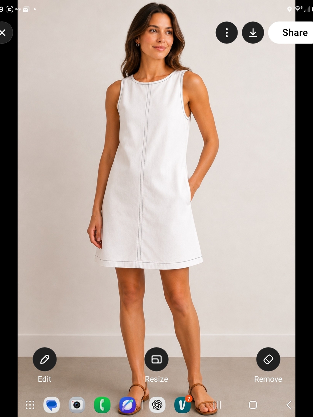 0. Crew White Sleeveless Shift